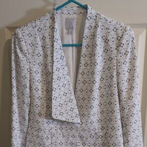 Halogen Size S White Lightweight Asymmetric Front Circle Pattern Lined Blazer
